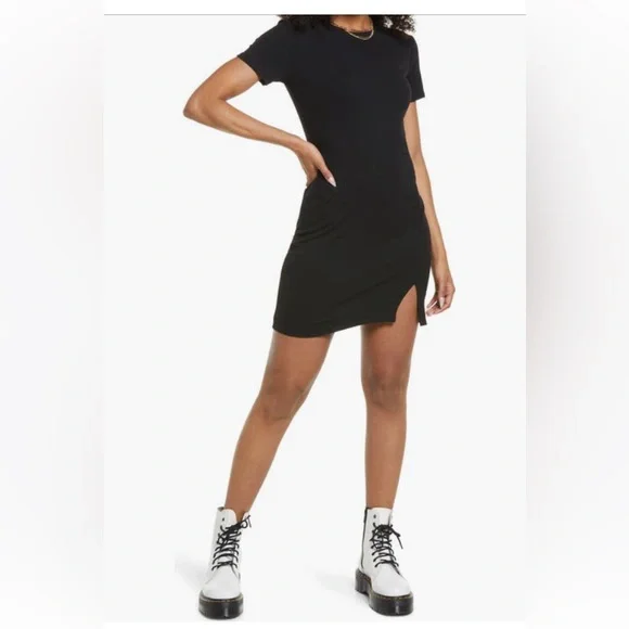 BP Black Ribbed T-Shirt Dress, sz M - like new - Picture 1 of 7